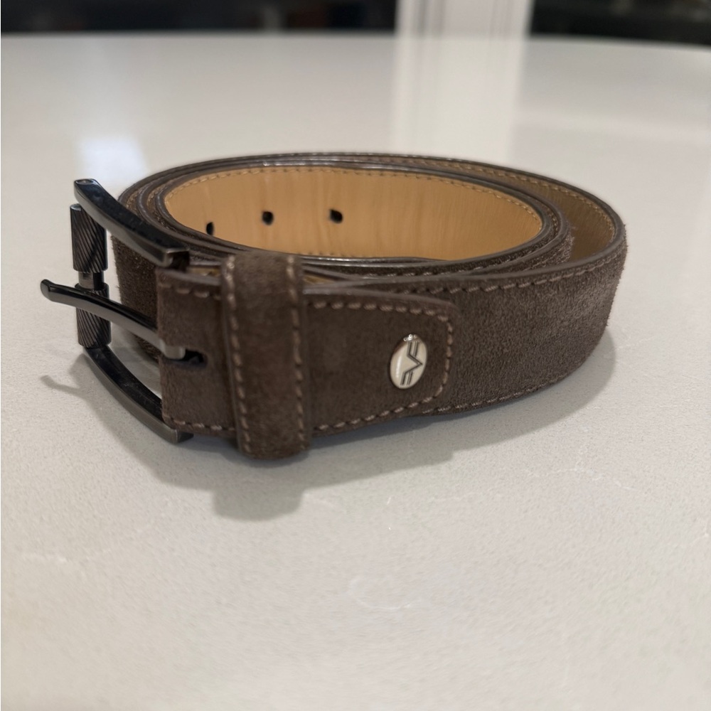 Men's Gray Leather Belt